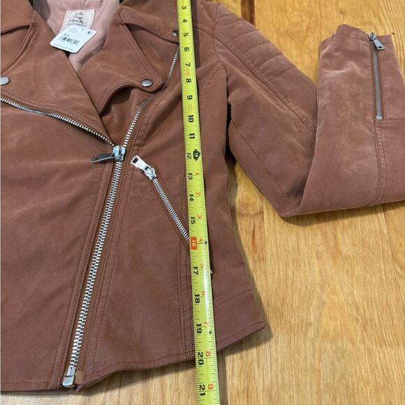 Free People We The Free Harriet Hooded Vegan Leather Moto Jacket Chocolate XS - Picture 8 of 14